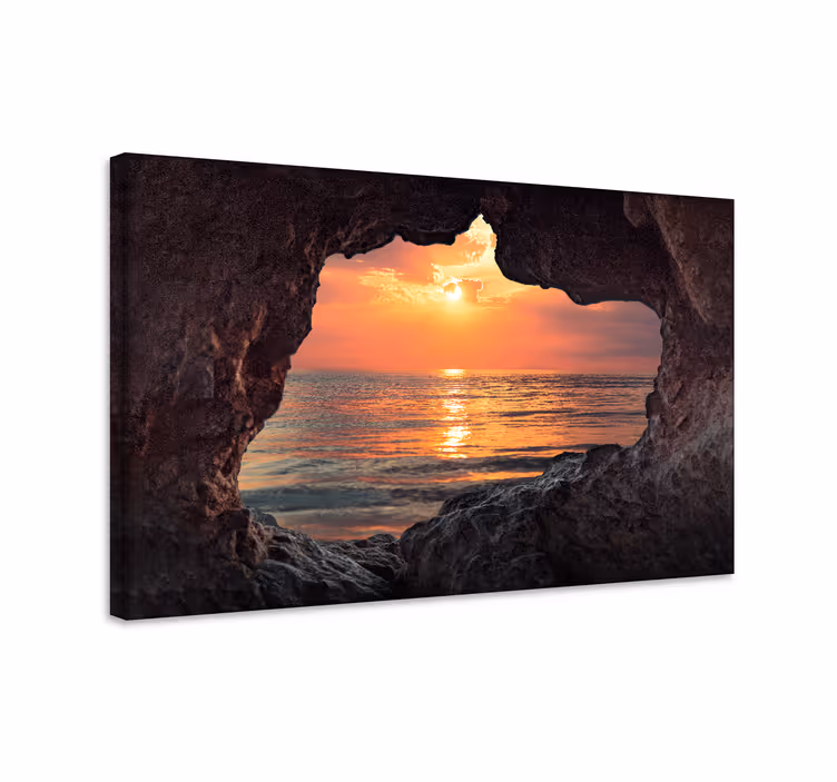 Quadro de paisagem pôr do sol através da rocha - TenStickers