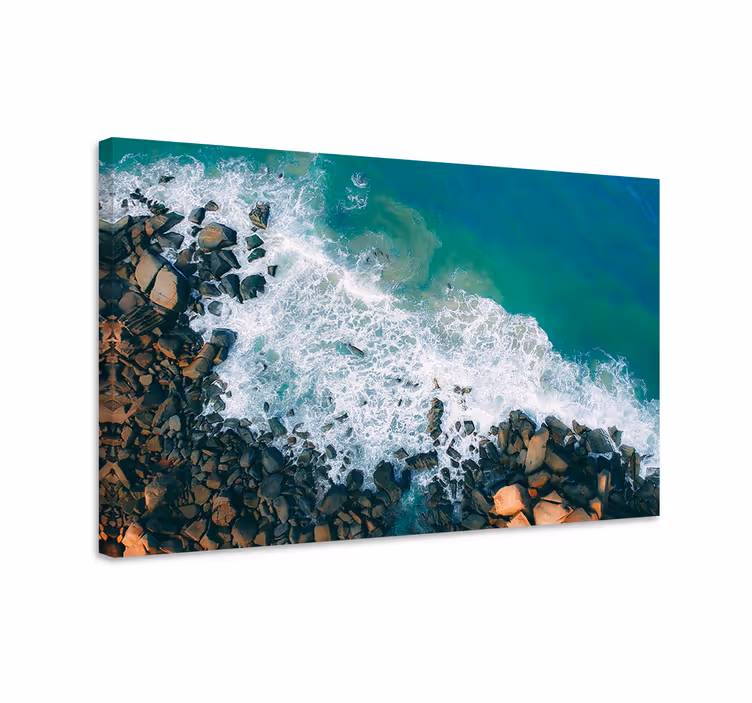 Quadro náutico ondas do oceano encontrando rochas - TenStickers