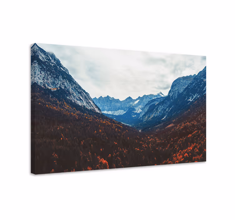 Quadro de paisagem vista do vale das montanhas - TenStickers