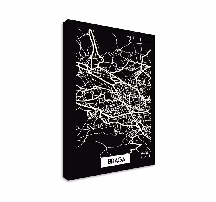 Quartos de cidades Mapa topográfico braga - TenStickers