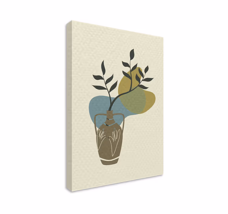 Quadro de flores vaso com folhagens - TenStickers