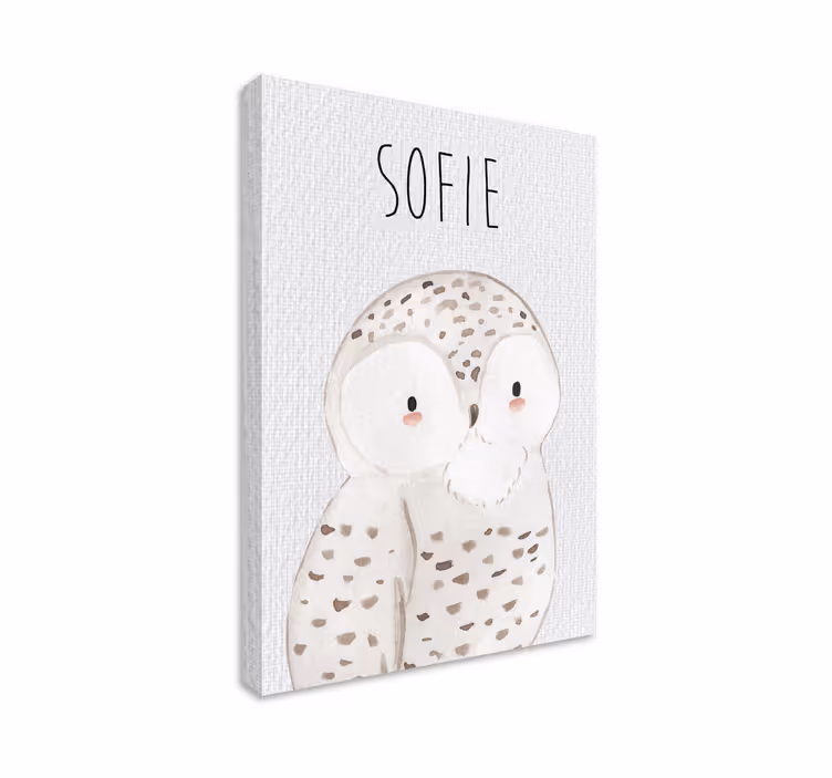 Quadros para quarto infantil retrato de coruja com nome - TenStickers