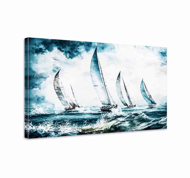 Quadro sala de jantar pintura veleiros no mar - TenStickers