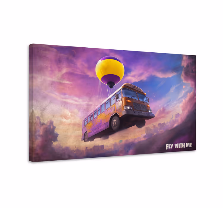 Quadro videogame cena de ônibus voadorUm ônibus voador sobrevoava - TenStickers
