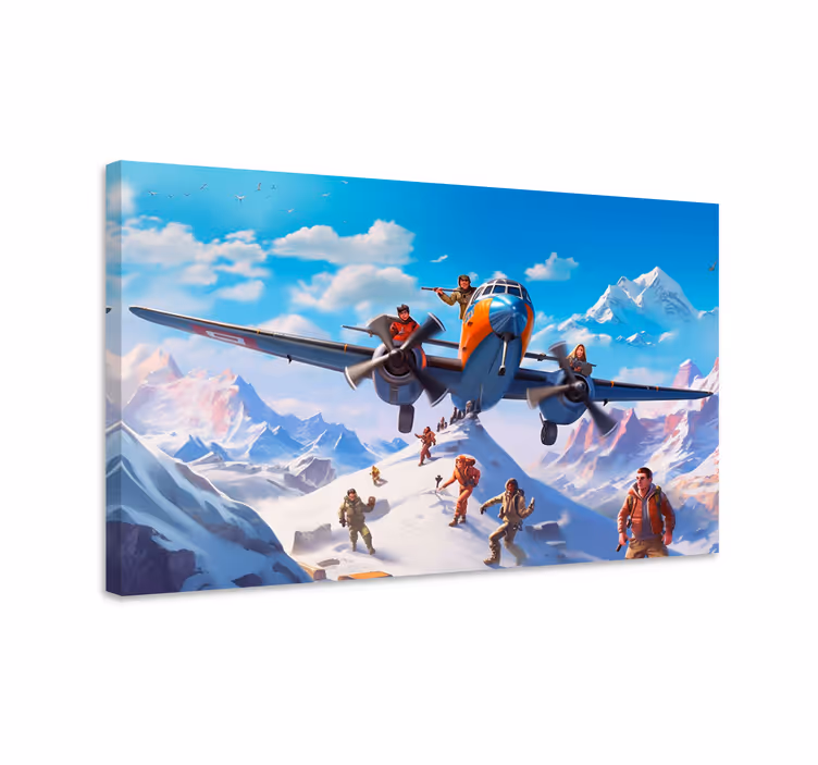Quadro videogame personagens em um avião - TenStickers