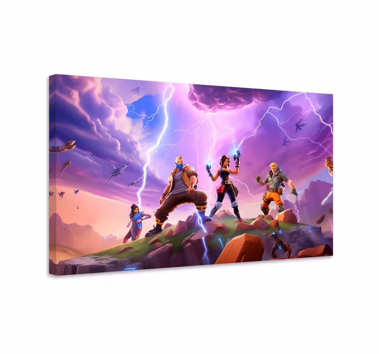 Quadro videogame personagens em uma tempestade - TenStickers