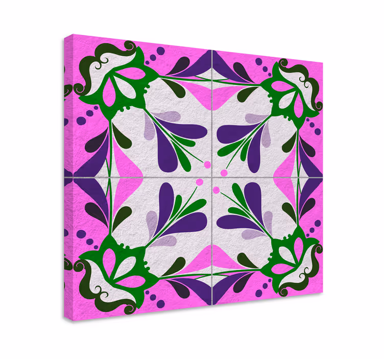 Quadro vintage azulejo hidráulico rosa - TenStickers