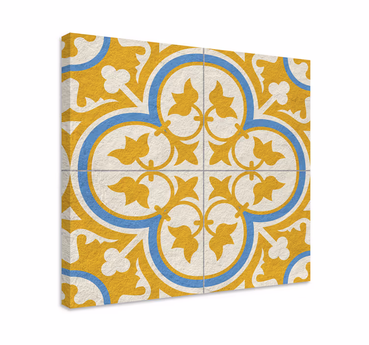Quadro vintage azulejo hidráulico amarelo - TenStickers