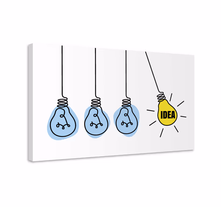 Quadro frase motivacional ideia de palavra com lâmpadas - TenStickers