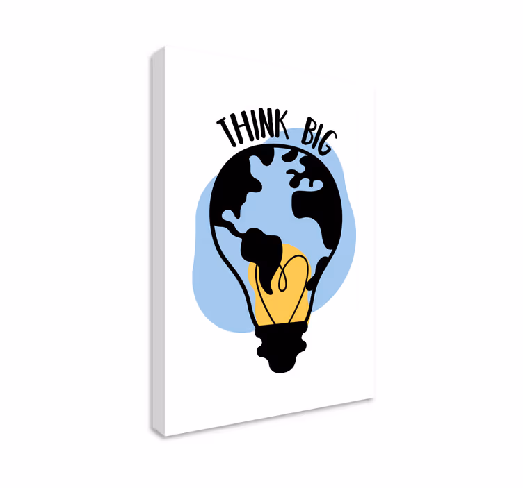 Quadro frase motivacional mundo em forma de lâmpada - TenStickers