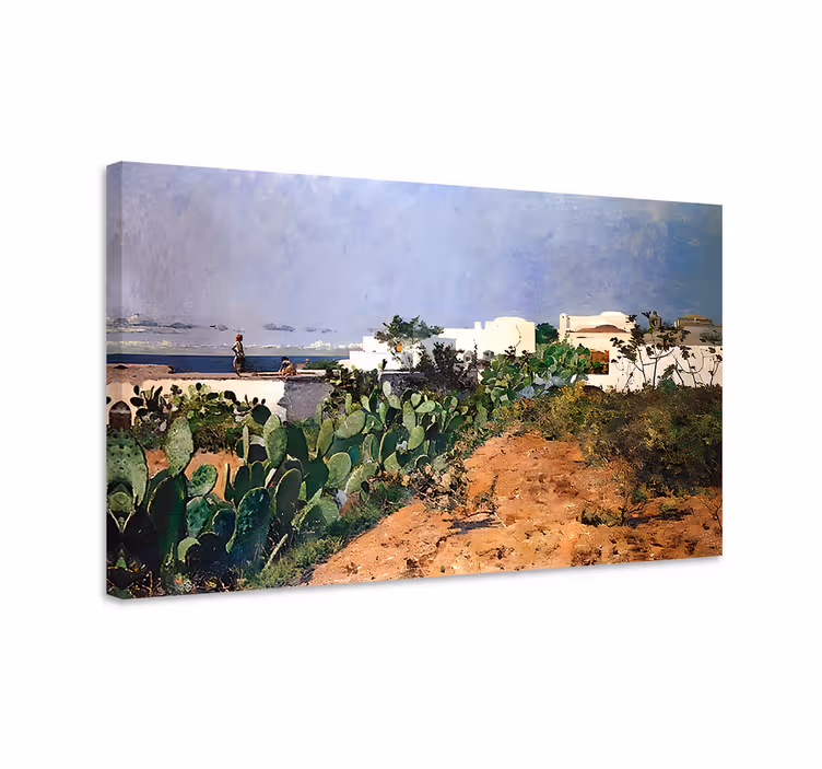 Quadro de arte casas brancas de Capri - TenStickers