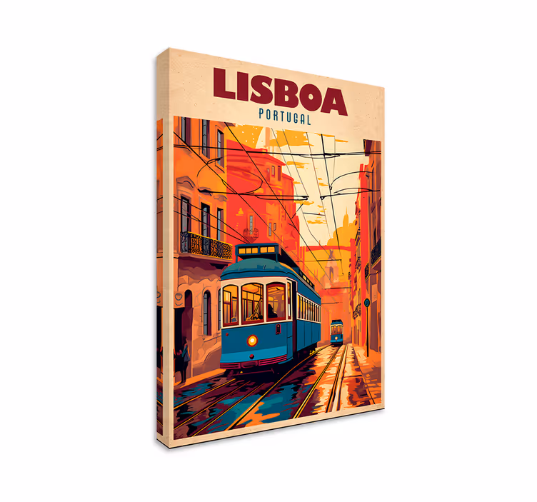Quadro de cidade ilustração do bonde de Lisboa - TenStickers