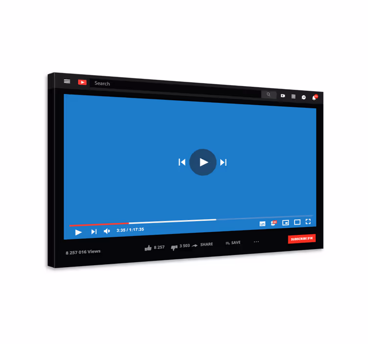 Quadro com nome tela do YouTube - TenStickers