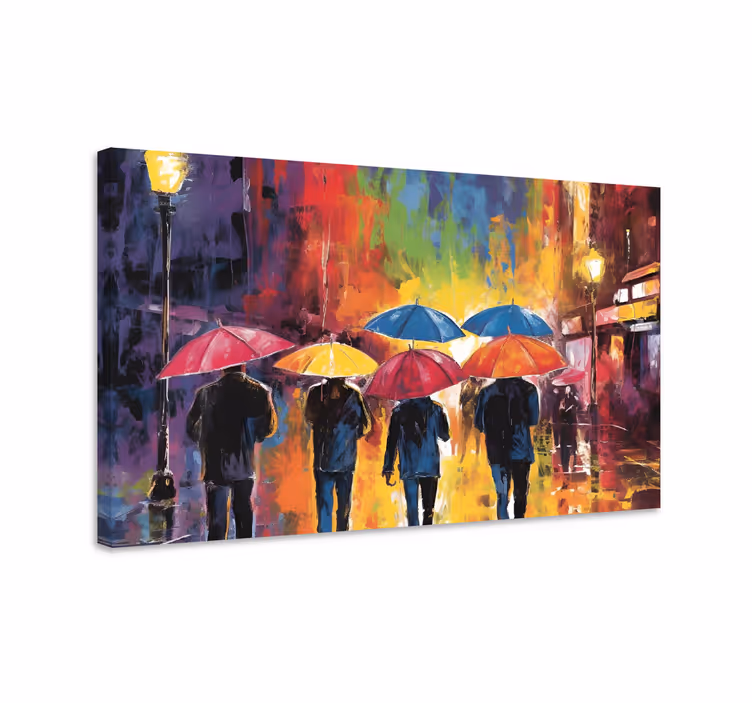 Quadro com pessoas pintura de guarda-chuvas - TenStickers