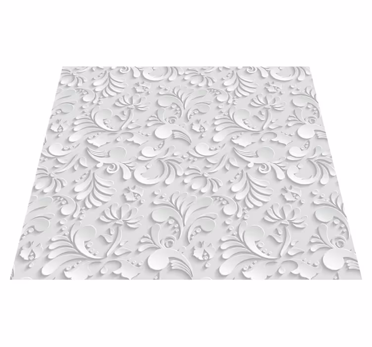 Tapete vinílico branco padrão floral 3d - TenStickers