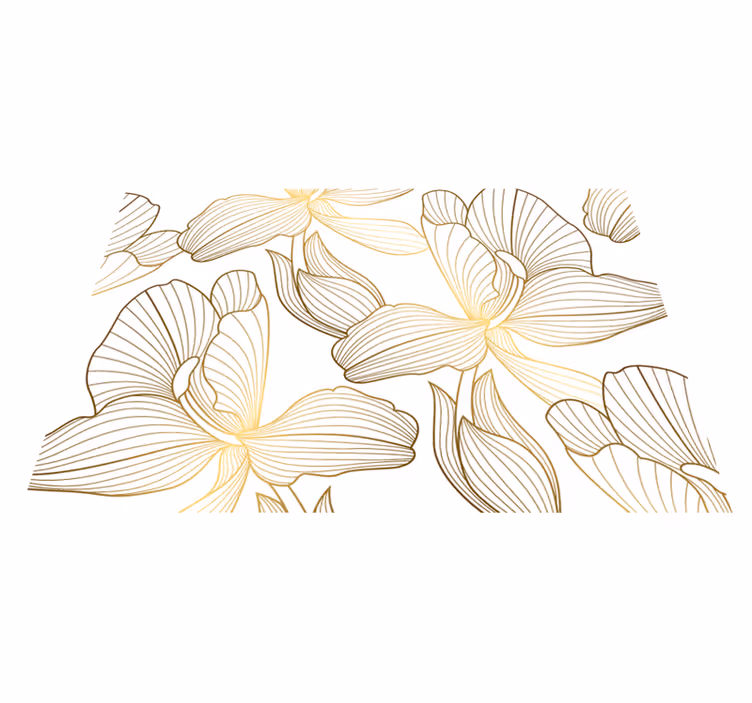 Tapete vinílico branco flores douradas - TenStickers