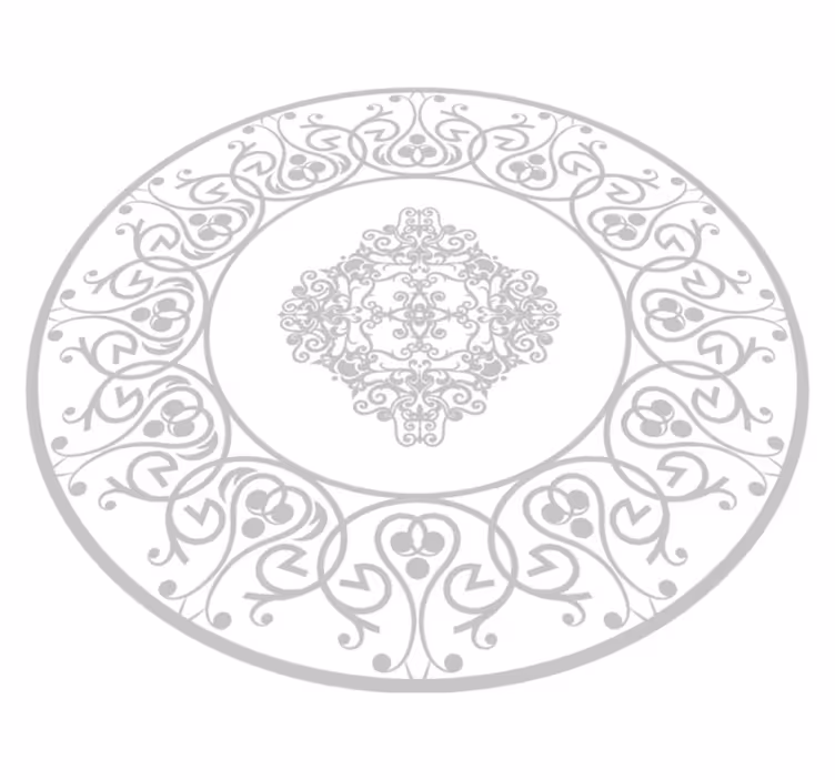 Tapete vinílico branco damasco redondo - TenStickers