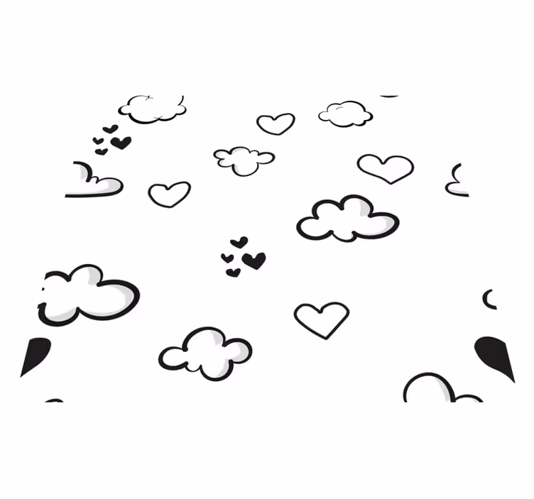 Tapete vinílico branco nuvens e corações - TenStickers