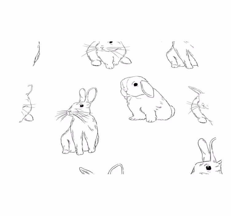 Tapete vinílico branco coelhos brancos - TenStickers