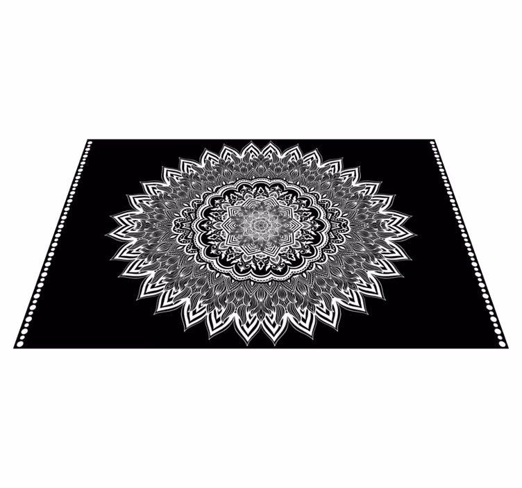Tapete vinílico preto desenho de mandala floral - TenStickers