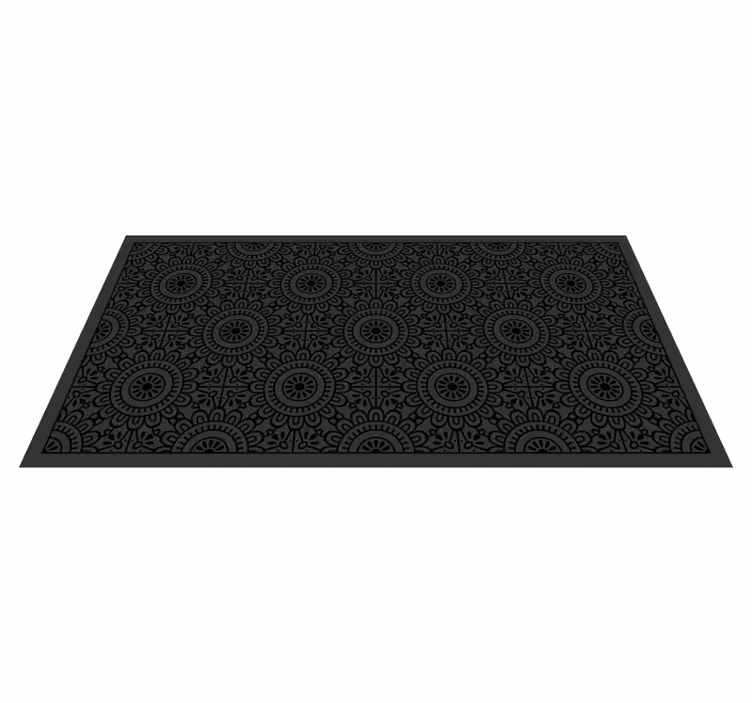 Tapete vinílico preto flores de mandala - TenStickers