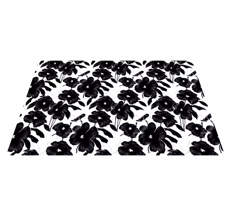 Tapete vinílico flores e plantas papoula preta - TenStickers