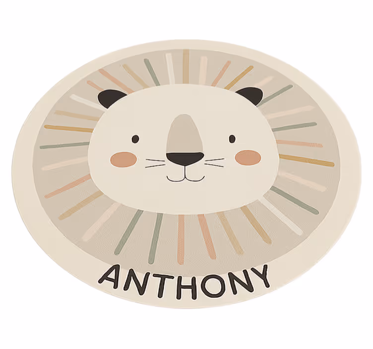 Tapete em vinil infantil leão bege personalizado - TenStickers