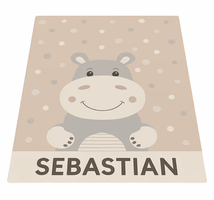 Tapete em vinil infantil hipopótamo bege personalizado - TenStickers