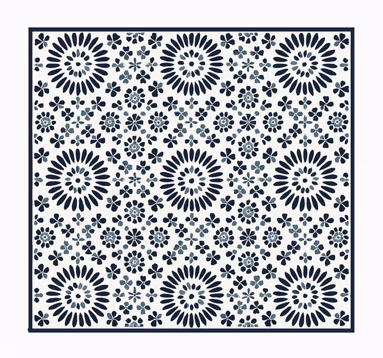 Tapete vinílico azul padrão floral geométrico - TenStickers