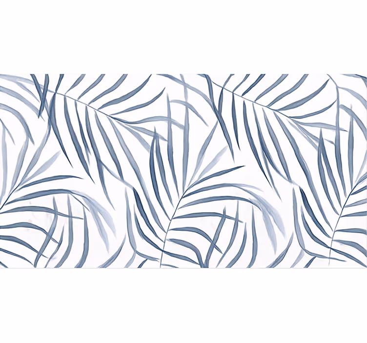 Tapete vinílico azul design de folhas finas - TenStickers