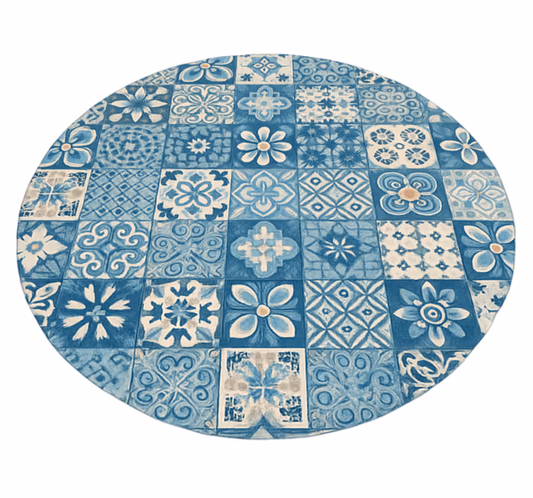 Tapete vinílico azul mosaicos circulares - TenStickers