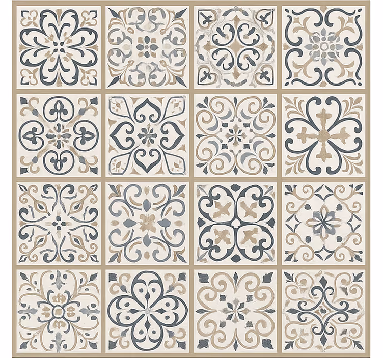 Tapete vinílico para sala de jantar padrão de azulejos neutros - TenStickers