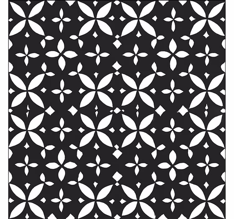 Tapete vinílico para sala de jantar floral preto geométrico - TenStickers