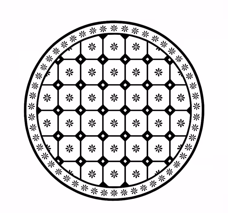Tapete vinílico para sala de jantar padrão de azulejos preto e br - TenStickers
