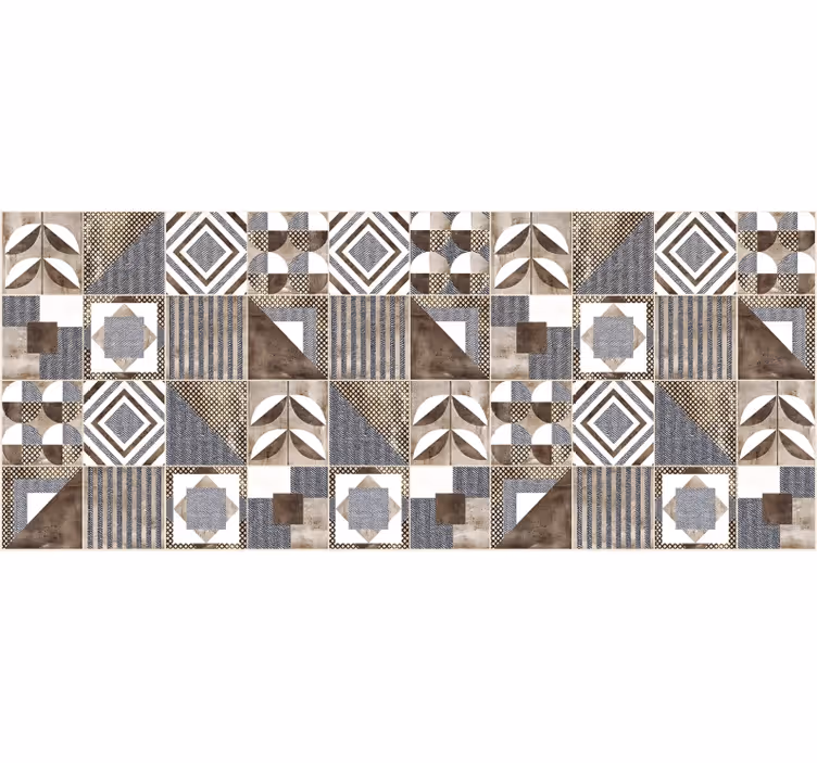 Tapete vinílico mosaico cementina marrom - TenStickers