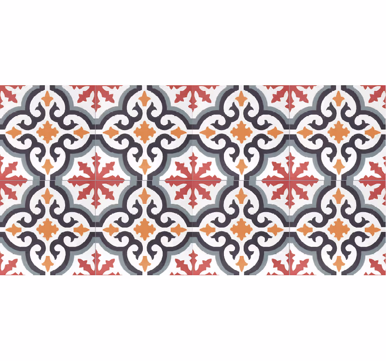 Tapete vinílico azulejos design vermelho baroni - TenStickers