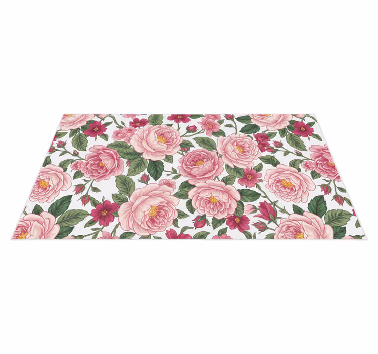 Tapete vinílico sala de estar flores rosas lindas - TenStickers
