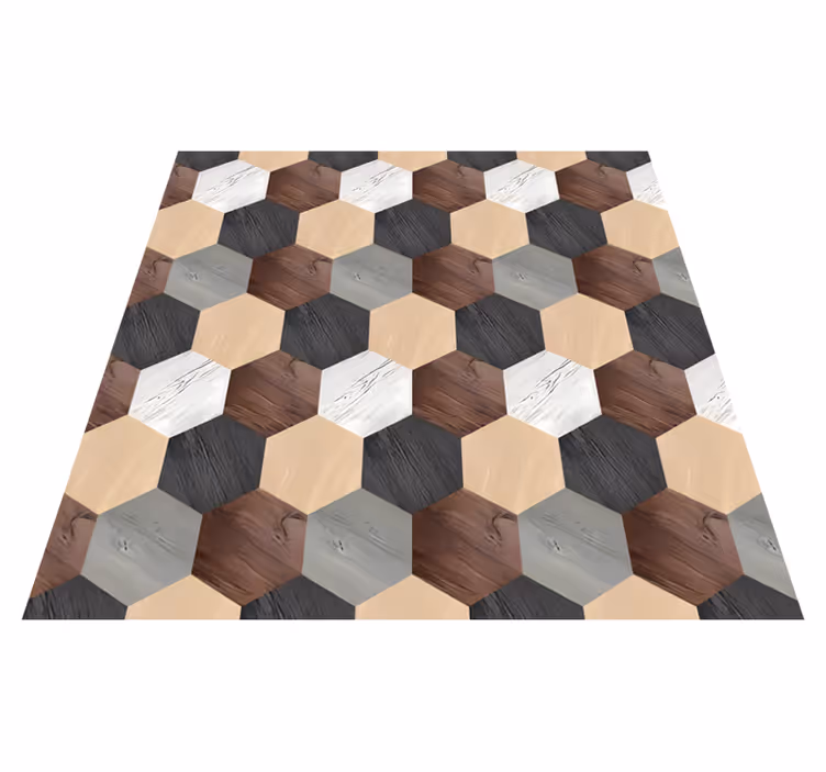 Tapete vinílico cozinha hexágonos de madeira mista - TenStickers