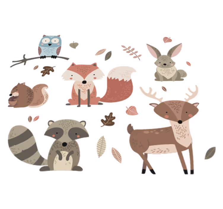 Tapete vinílico de animais estilo outono - TenStickers
