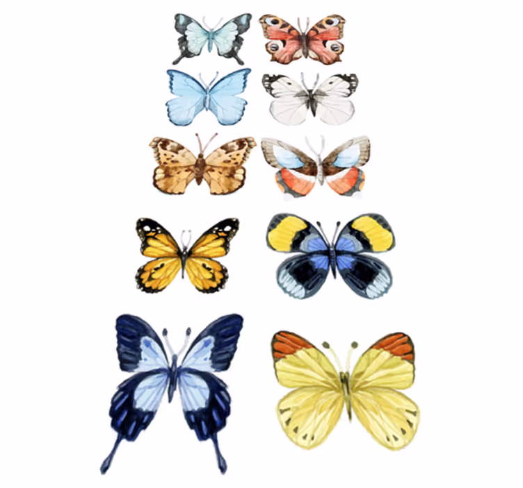 Tapete vinílico de animais com dez borboletas coloridas - TenStickers