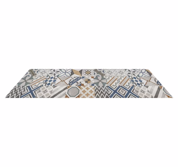 Tapete vinílico cozinha patchwork geométrico eclético - TenStickers