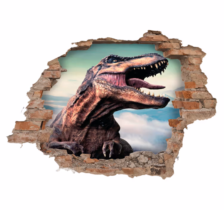 Tapete vinílico de animais t-rex 3d realista - TenStickers