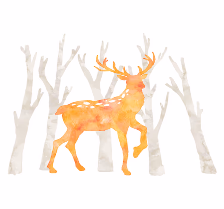 Tapete vinílico de animais estilo inverno cervo - TenStickers