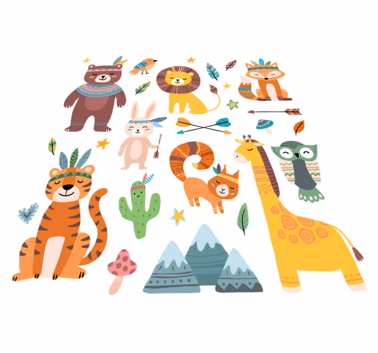Tapete vinílico de animais filhotes selvagens - TenStickers