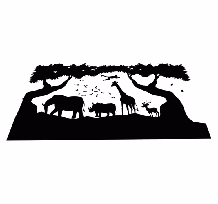 Tapete vinílico de animais savana preto e branco - TenStickers