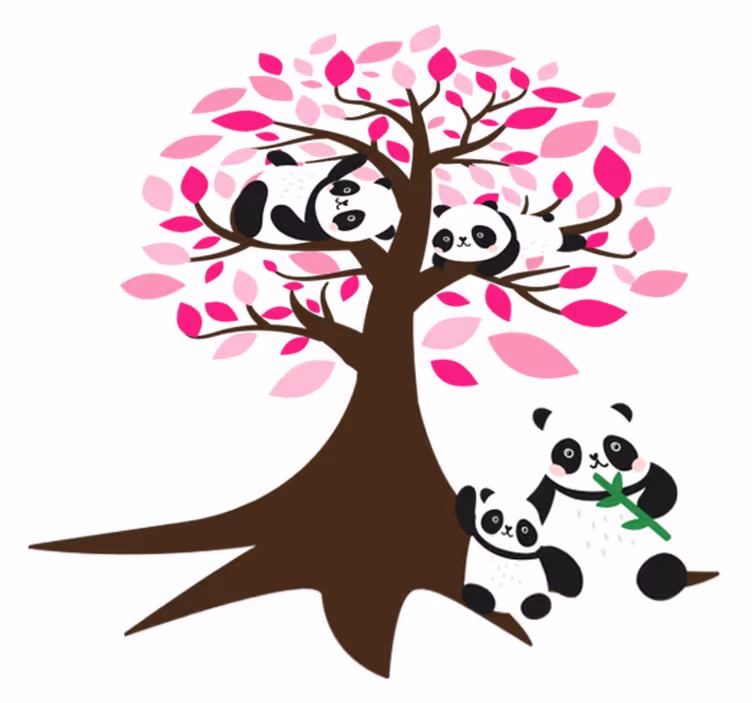 Tapete vinílico de animais Árvore com pandas - TenStickers