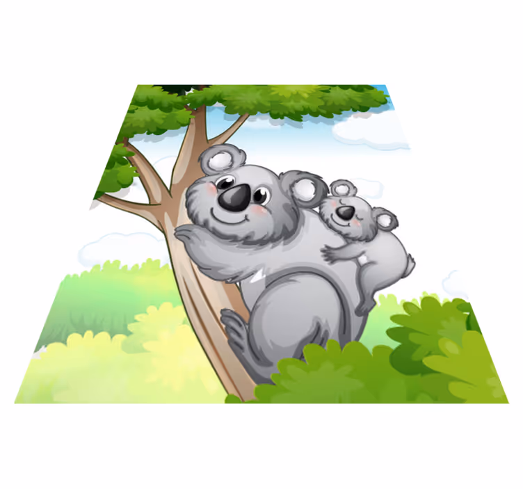 Tapete vinílico de animais mãe e filhote de coalinha - TenStickers