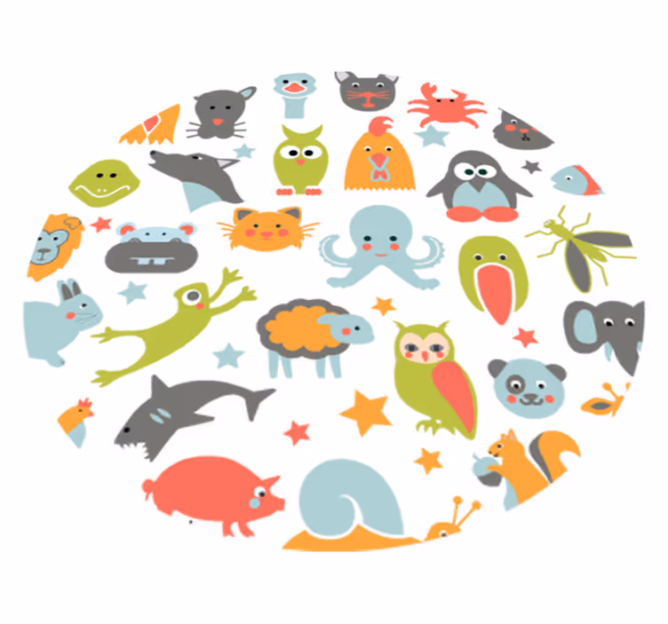 Tapete vinílico de animais em círculo - TenStickers