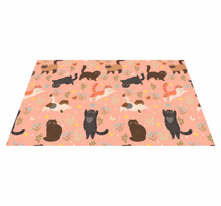 Tapete vinílico de animais padrão contínuo de gatos - TenStickers