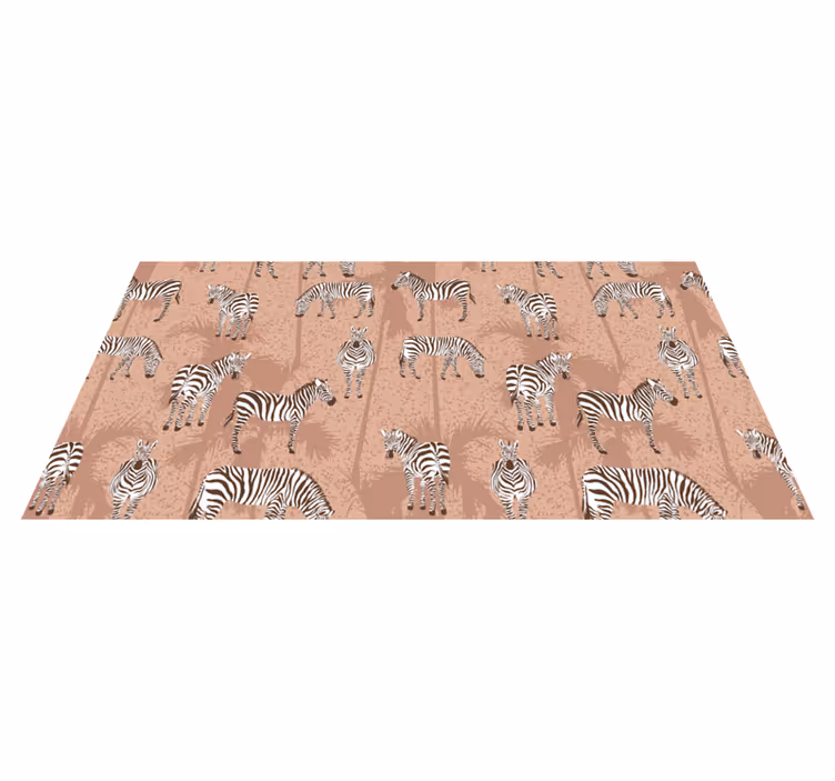 Tapete vinílico de animais zebra e palmeiras marrons - TenStickers